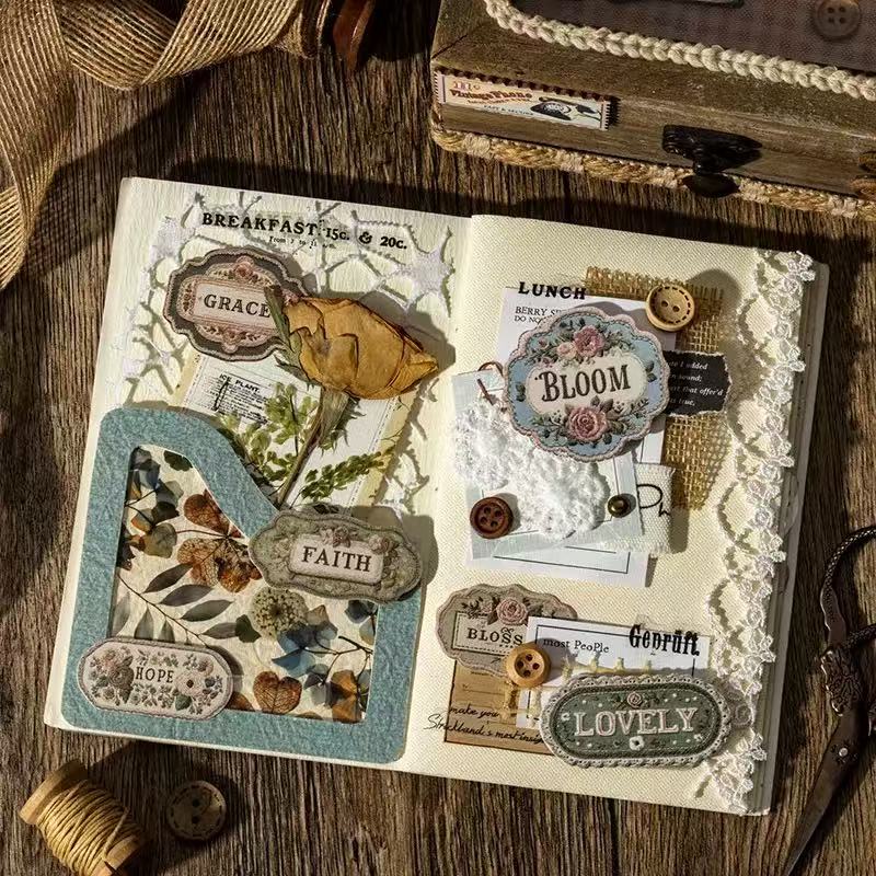 Complex flower label sticker