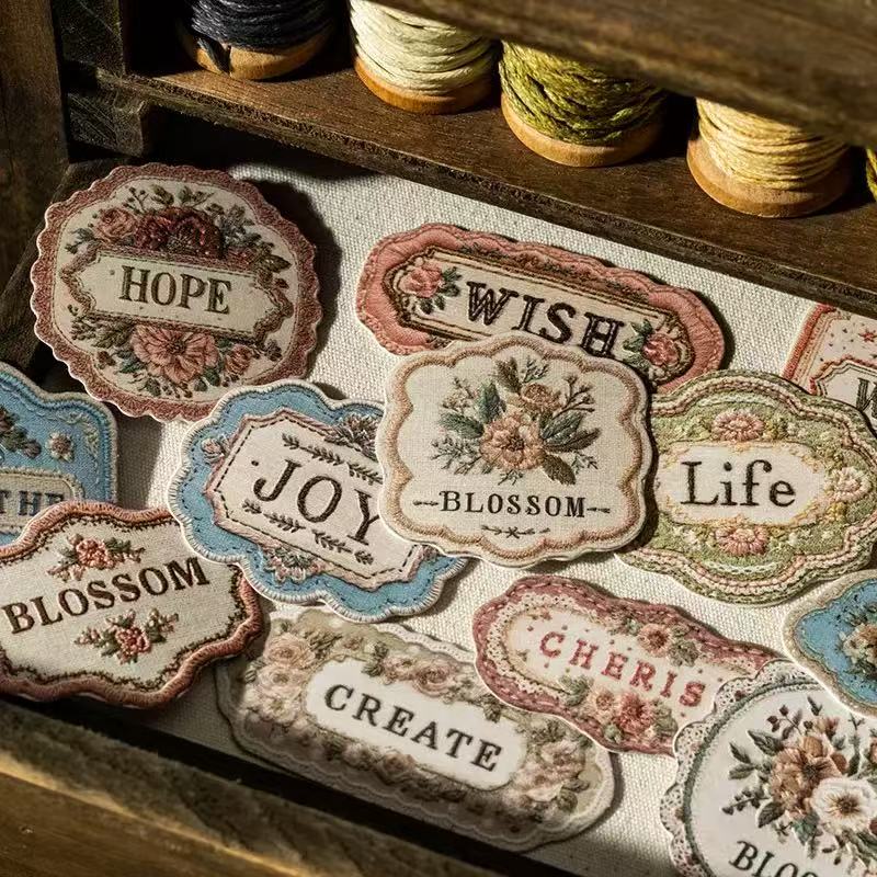 Complex flower label sticker