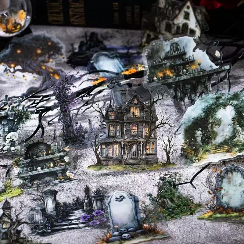 Landscape stickers abandoned City Series Gothic material handbook diy